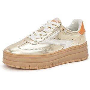 🆕Women's Gold   Classic Fashion Sneakers Faux Leather Comfy Breathable Shoes